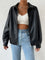 Vegan leer damesjas zwart front view