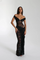 Black lace off-shoulder dress front view