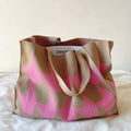 Shopper bag black with green geometric pattern front view
