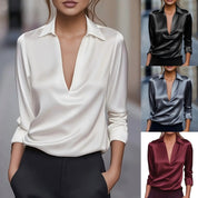 Blouse color options: white, black, gray, and red