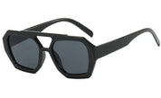 Geometric sunglasses black with gray lenses front view isolated