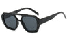 Geometric sunglasses black with gray lenses front view isolated