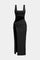 Midi dress black front view with side slit