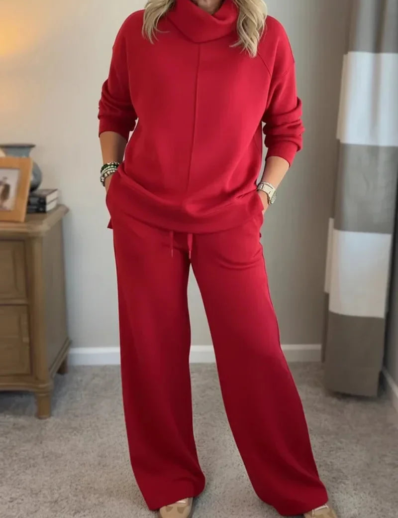 Red loungewear set front view