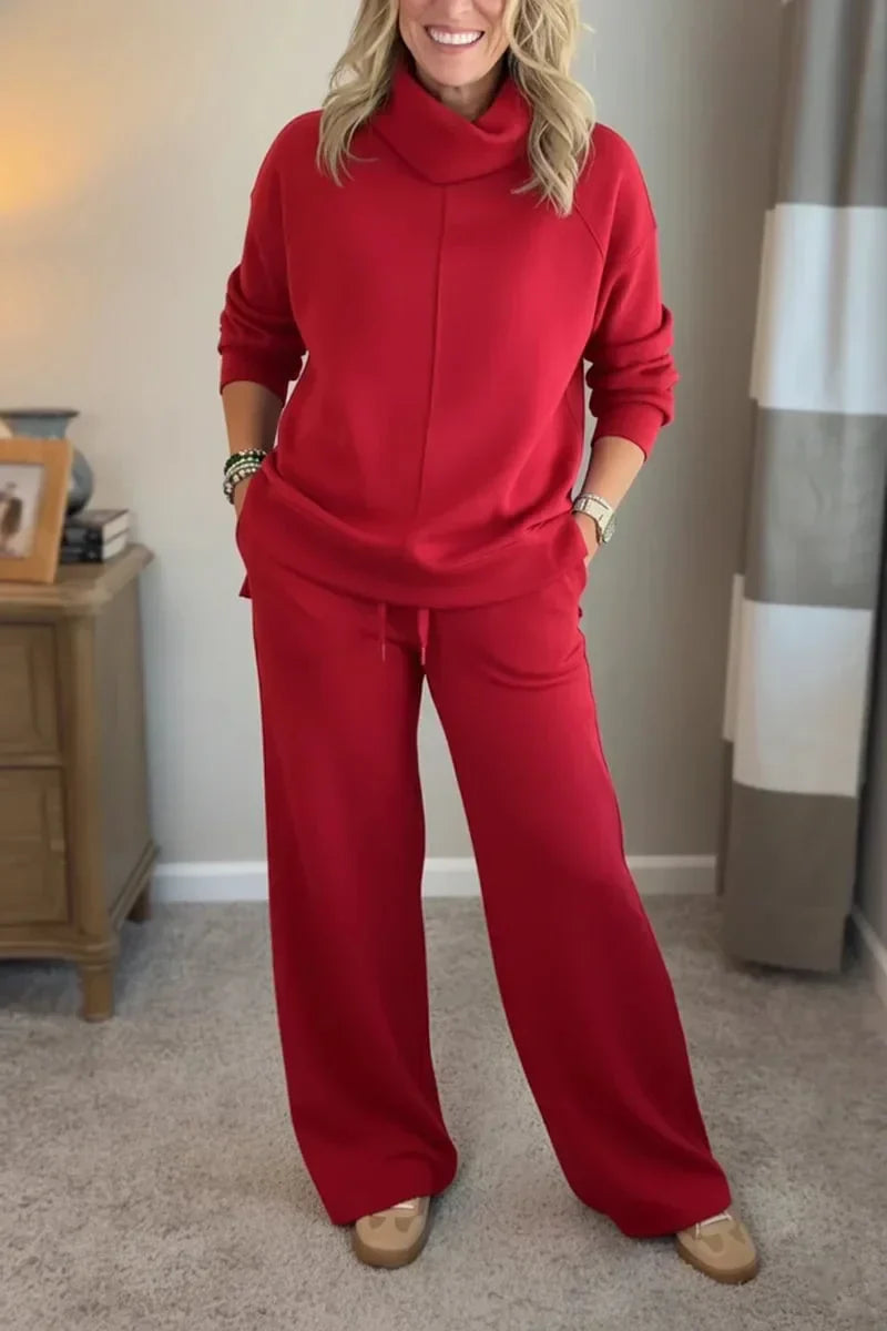 Red loungewear set front view