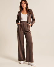 Browns broek dames met hoge taille en wijde pijpen front view
