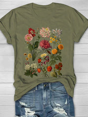 T-shirt groen met bloemenprint vooraanzicht