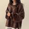 Trui bruin gebreid comfortabel voor dames front view