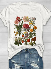 T-shirt wit met bloemenprint voor- en zijkant