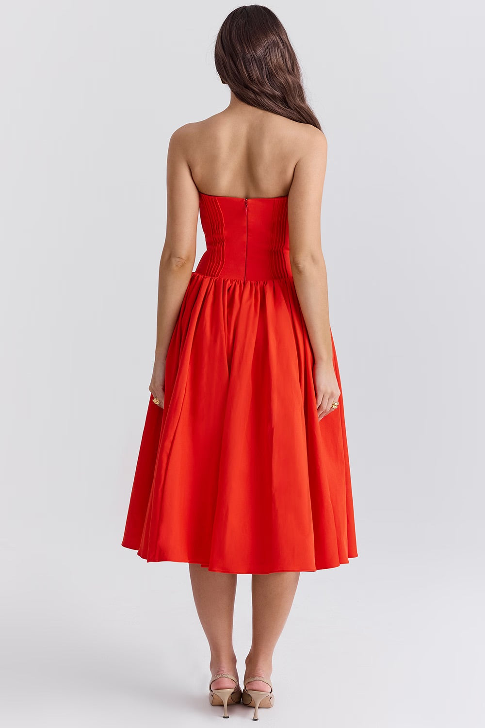 Aadhya | Jurk Strapless Midi Rood