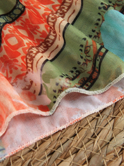 Tropical floral and leopard print fabric detail, close-up