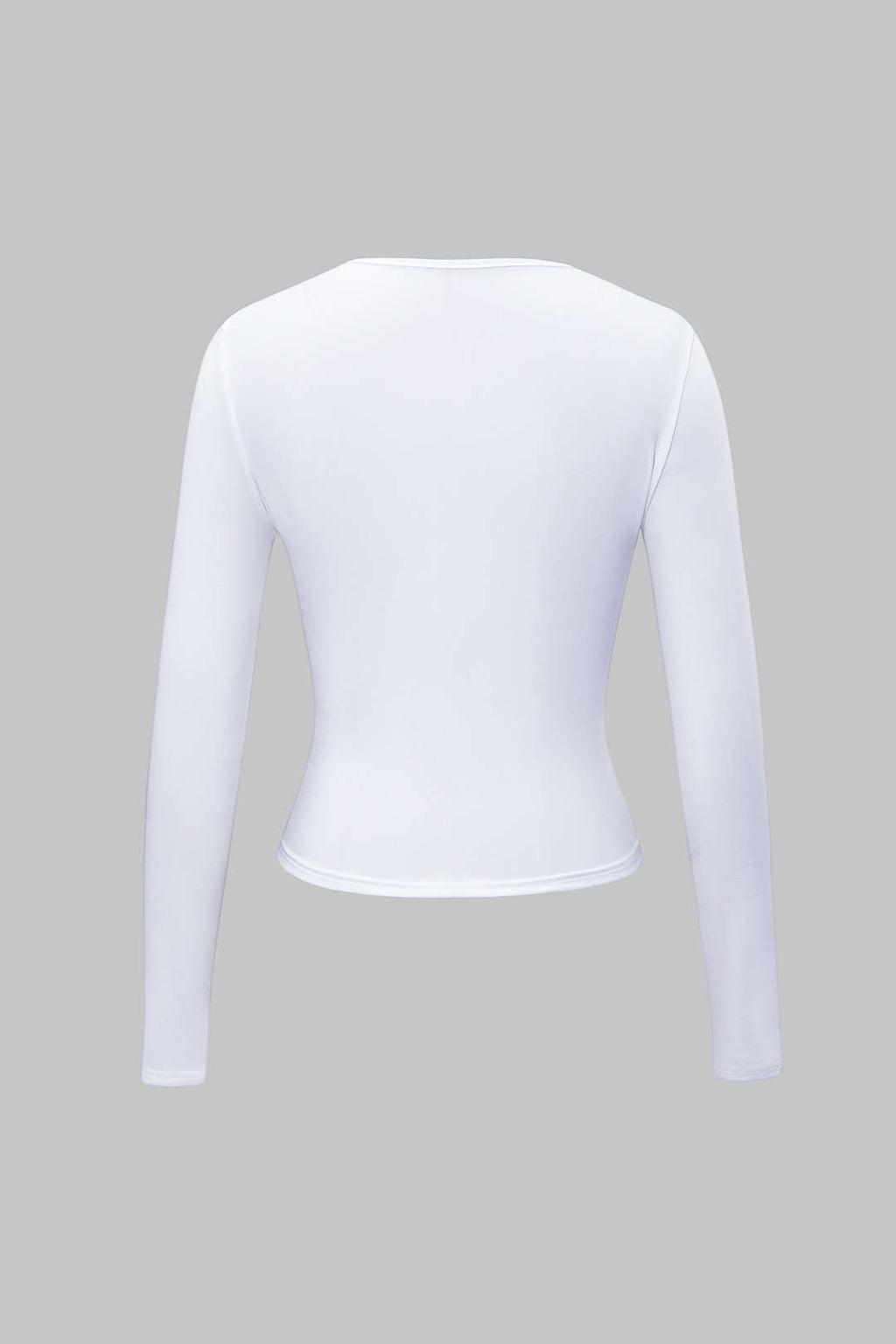 White long-sleeve crop top back view