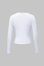White long-sleeve crop top back view