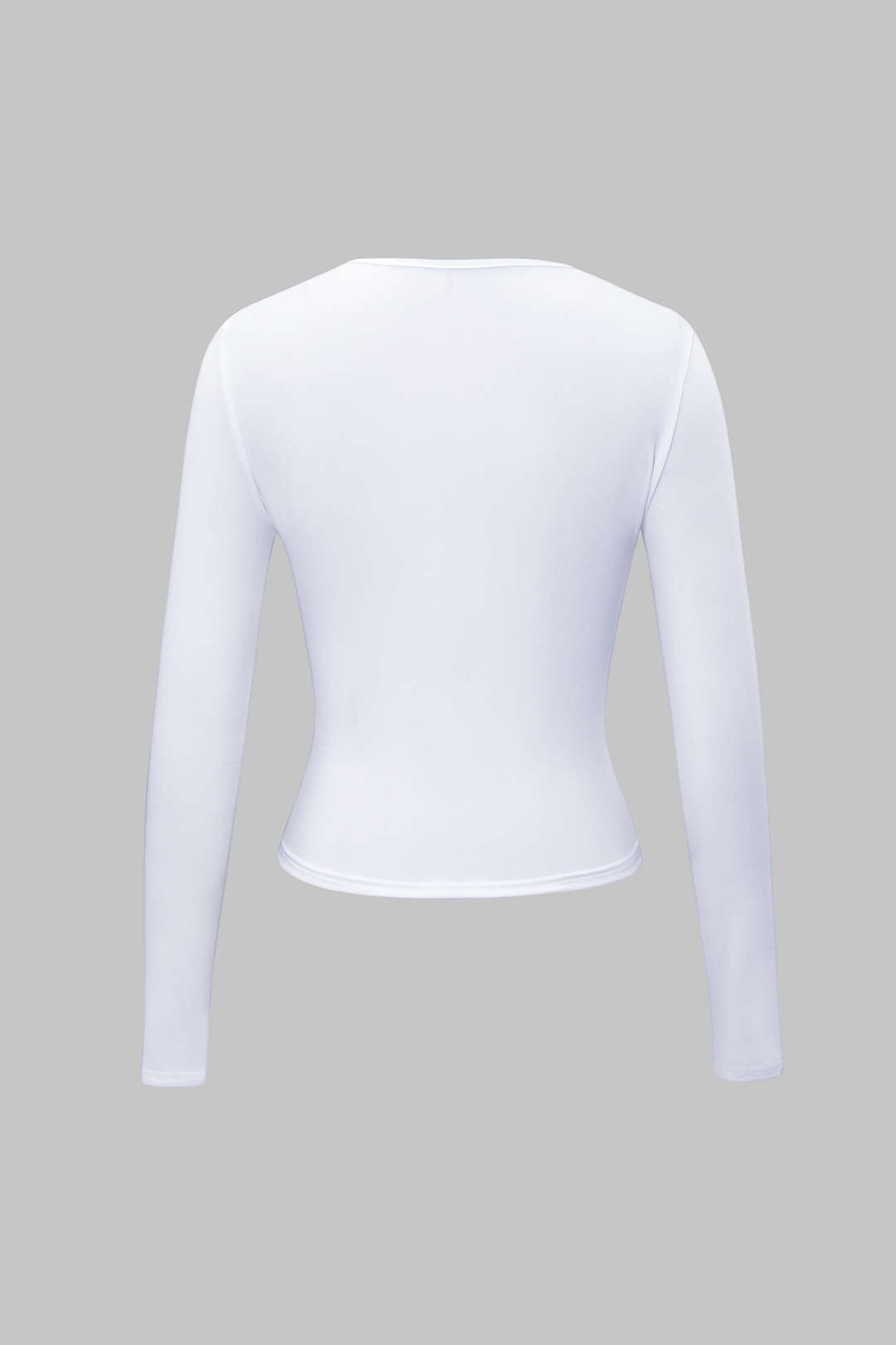 White long-sleeve crop top back view