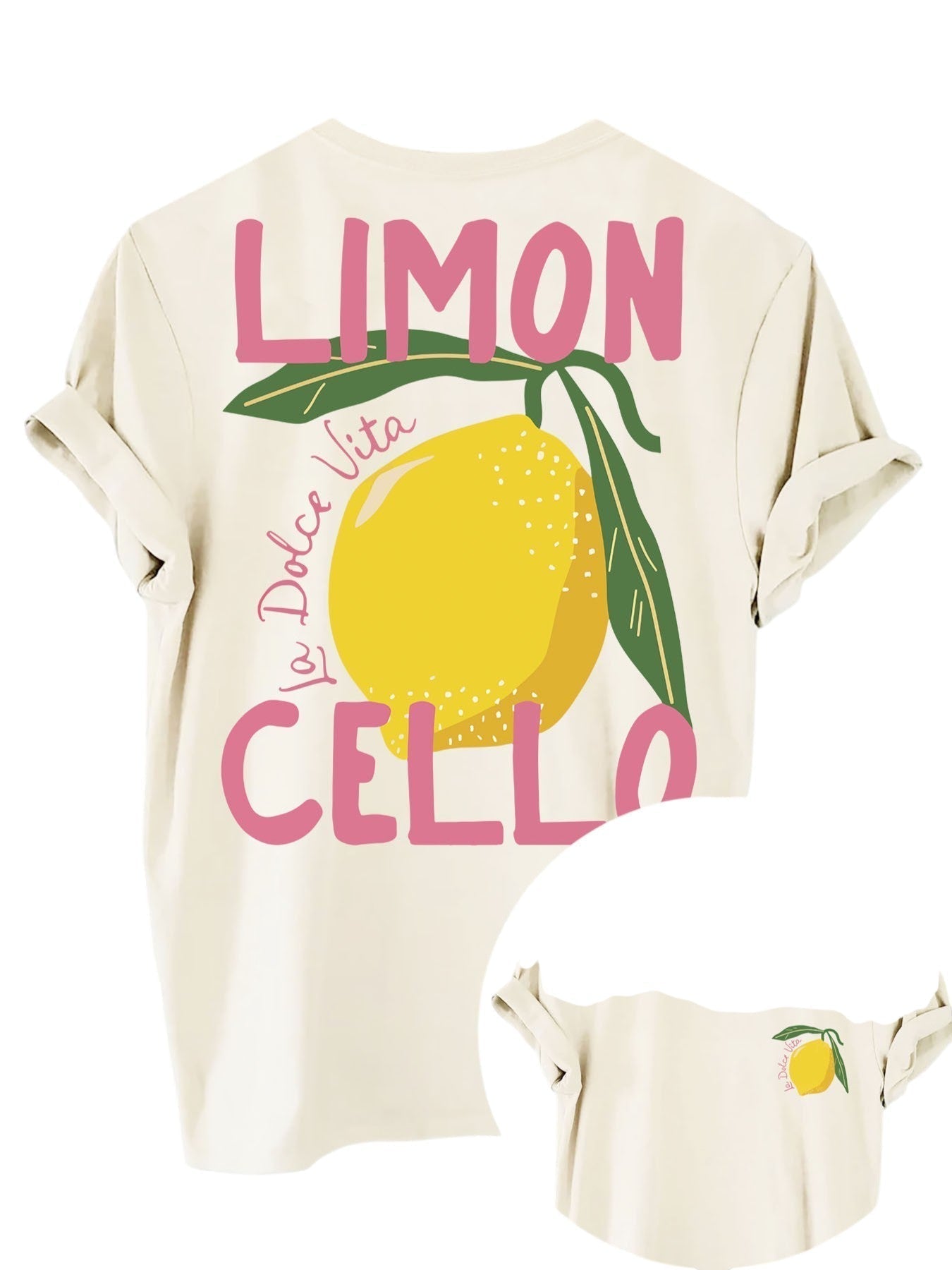 T-shirt dames wit met citroenprint en 'LIMONCELLO' op de rug