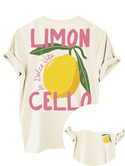 T-shirt dames wit met citroenprint en 'LIMONCELLO' op de rug