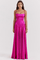 Fuchsia satin evening gown front view