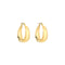 Gold hoop earrings with curved shape, front view