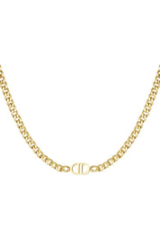 Gold-tone necklace with 'CD' logo pendant, front view