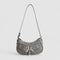 Shoulder bag gray with silver buckles front view