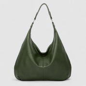 Schoudertas groen leer front view
