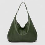 Schoudertas groen leer front view