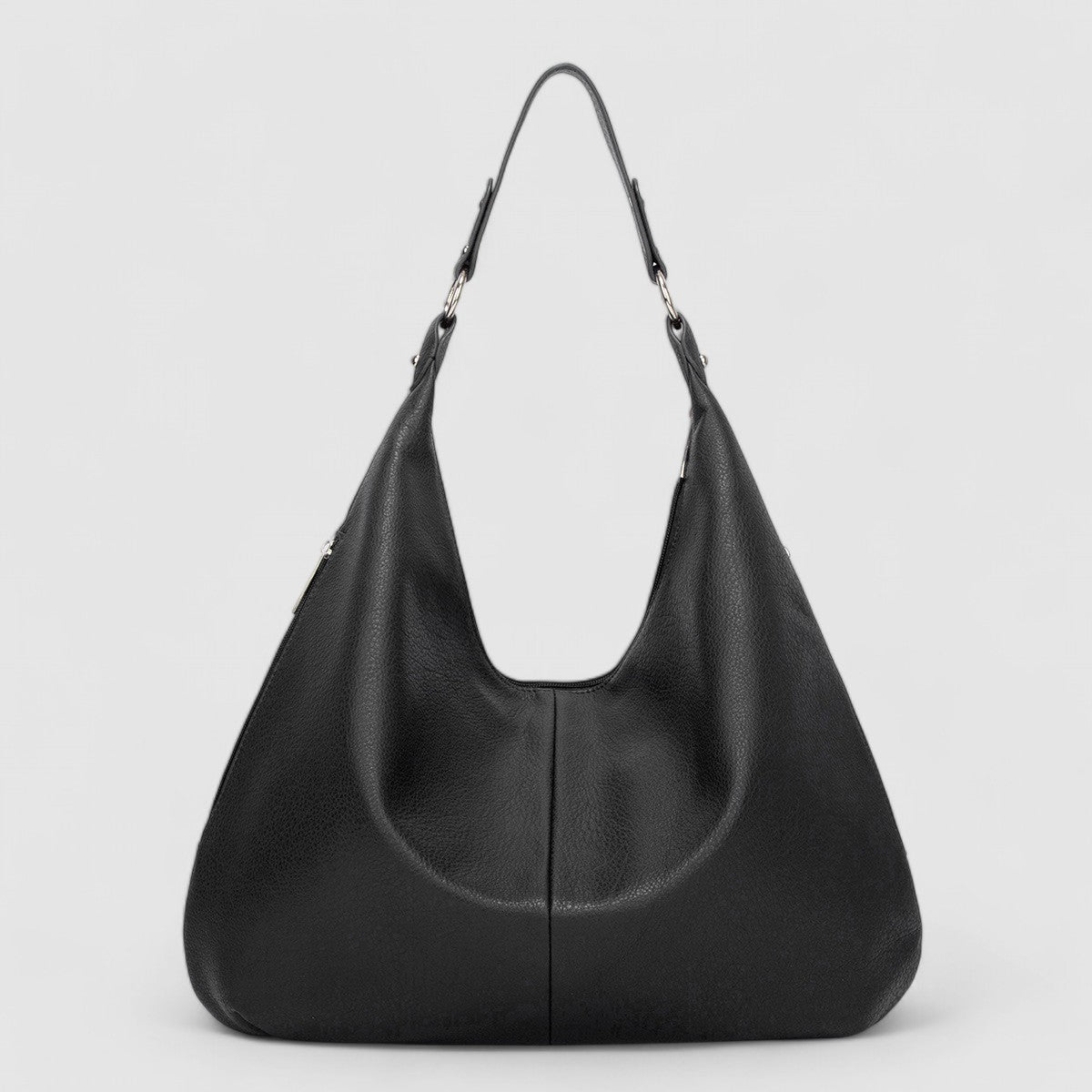 Schoudertas zwart leer front view