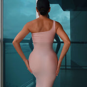 Bikini set blush pink high-waisted back view