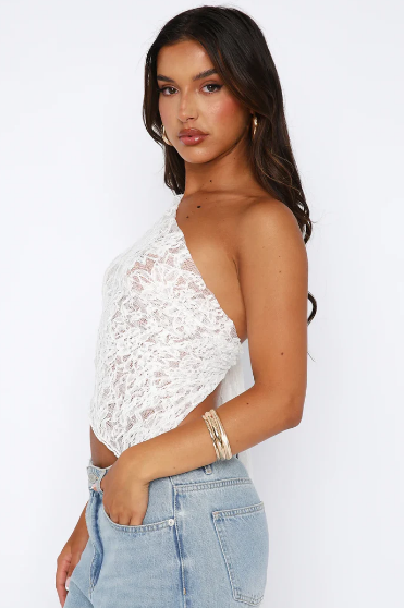 Top witte kant enkelband side view