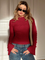 Jersey top rood met ruches slim fit front view