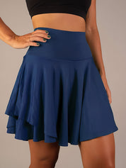 Tennisrokje met geïntegreerde short blauw vooraanzicht