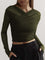 Blouse met gekruiste mesh details en lange mouwen voorkeursschot