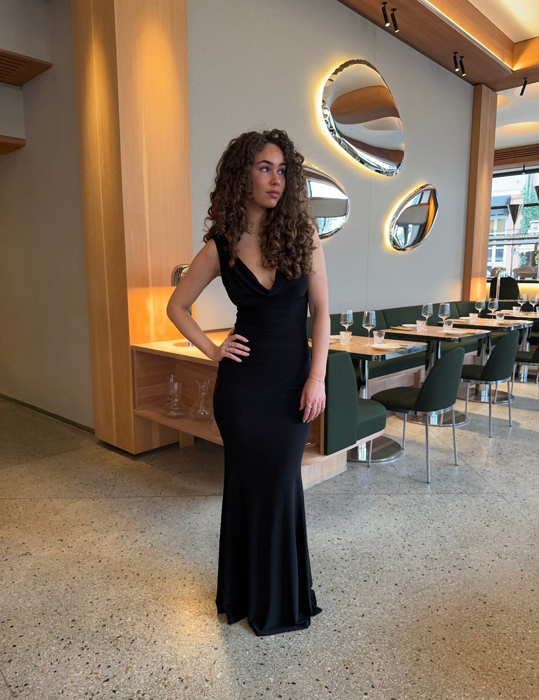 Evening dress black front view