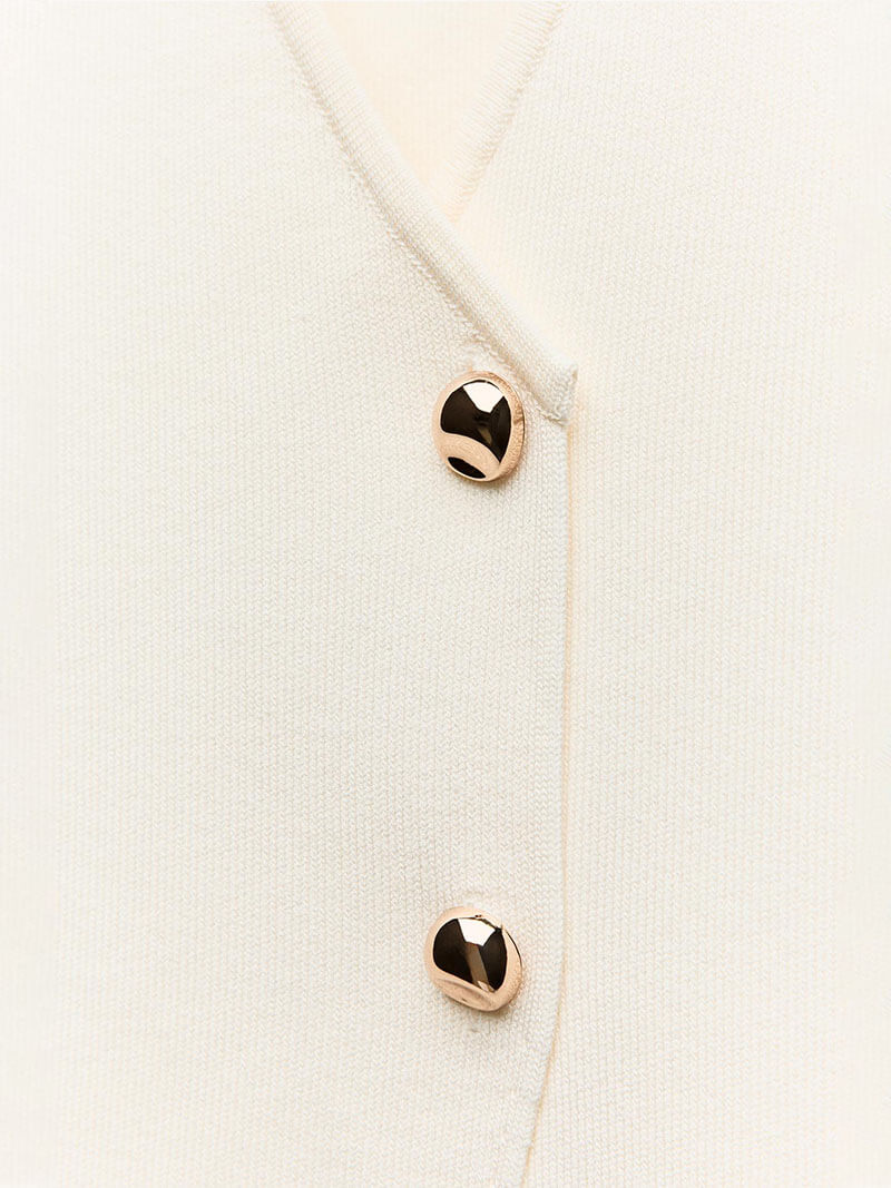 Gilet top wit met gouden knopen detail shot