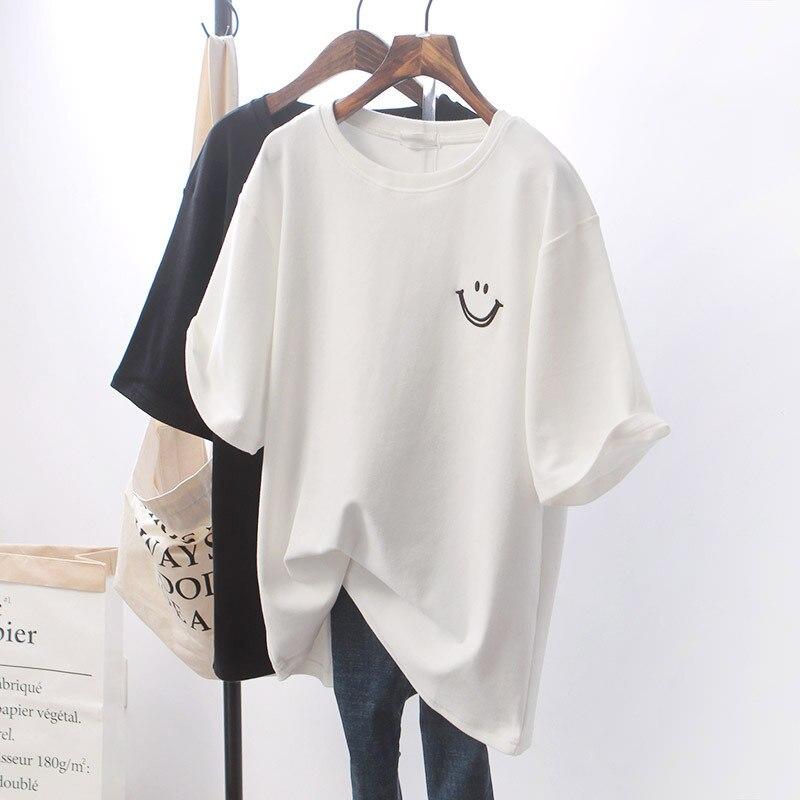T-shirt wit met smileyprint voorzijde