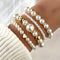 Armband set met imitatieparels en goudkleurige details, front view