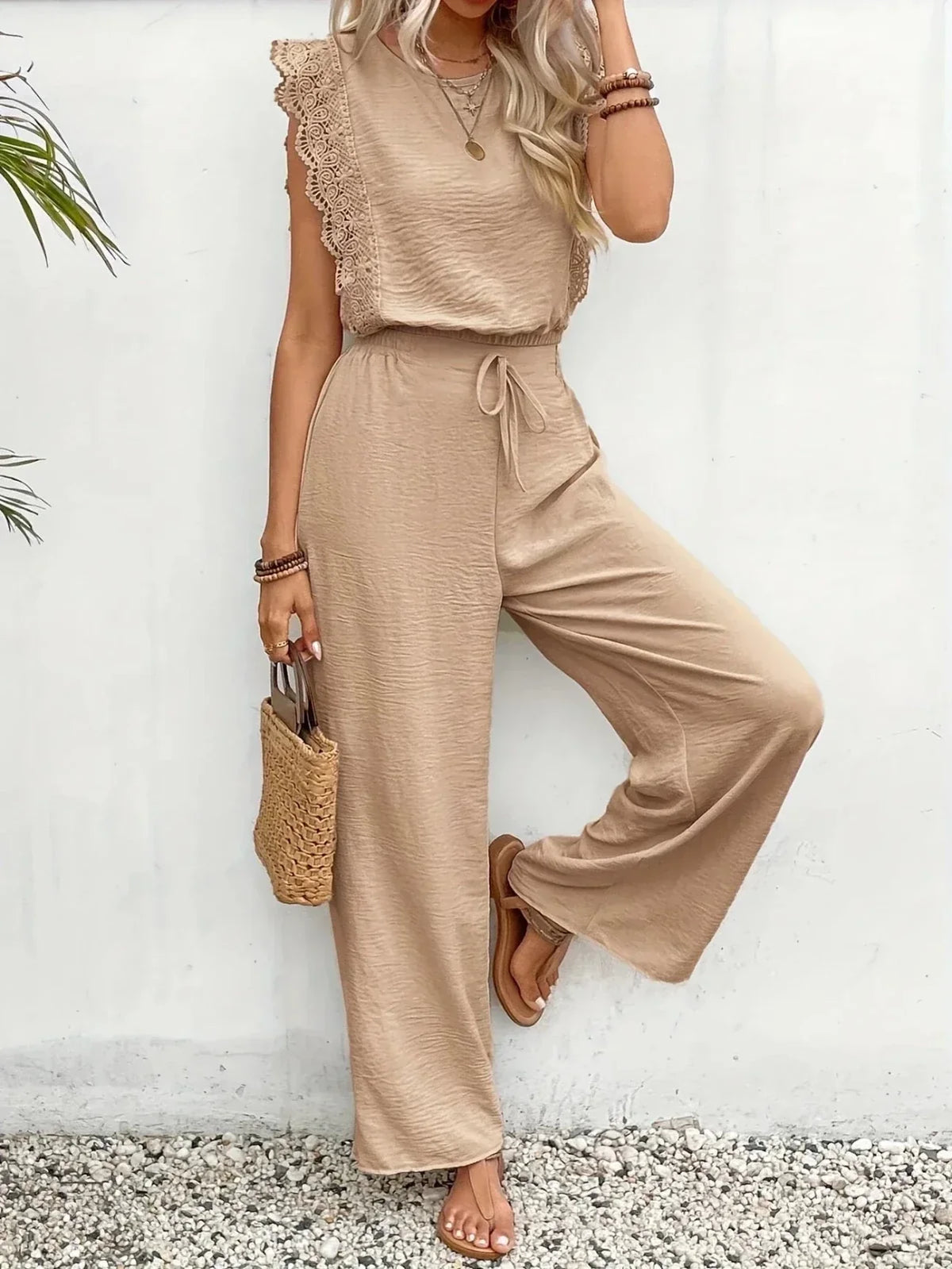 Dames Co-ord Set Kanten details Relaxed fit