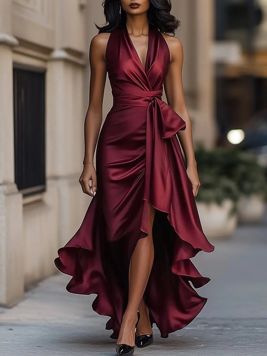 Dames Jurk Avond Halter Neck High-Low