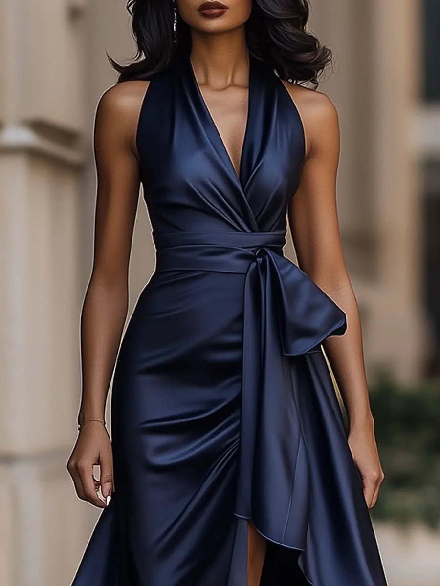 Dames Jurk Avond Halter Neck High-Low