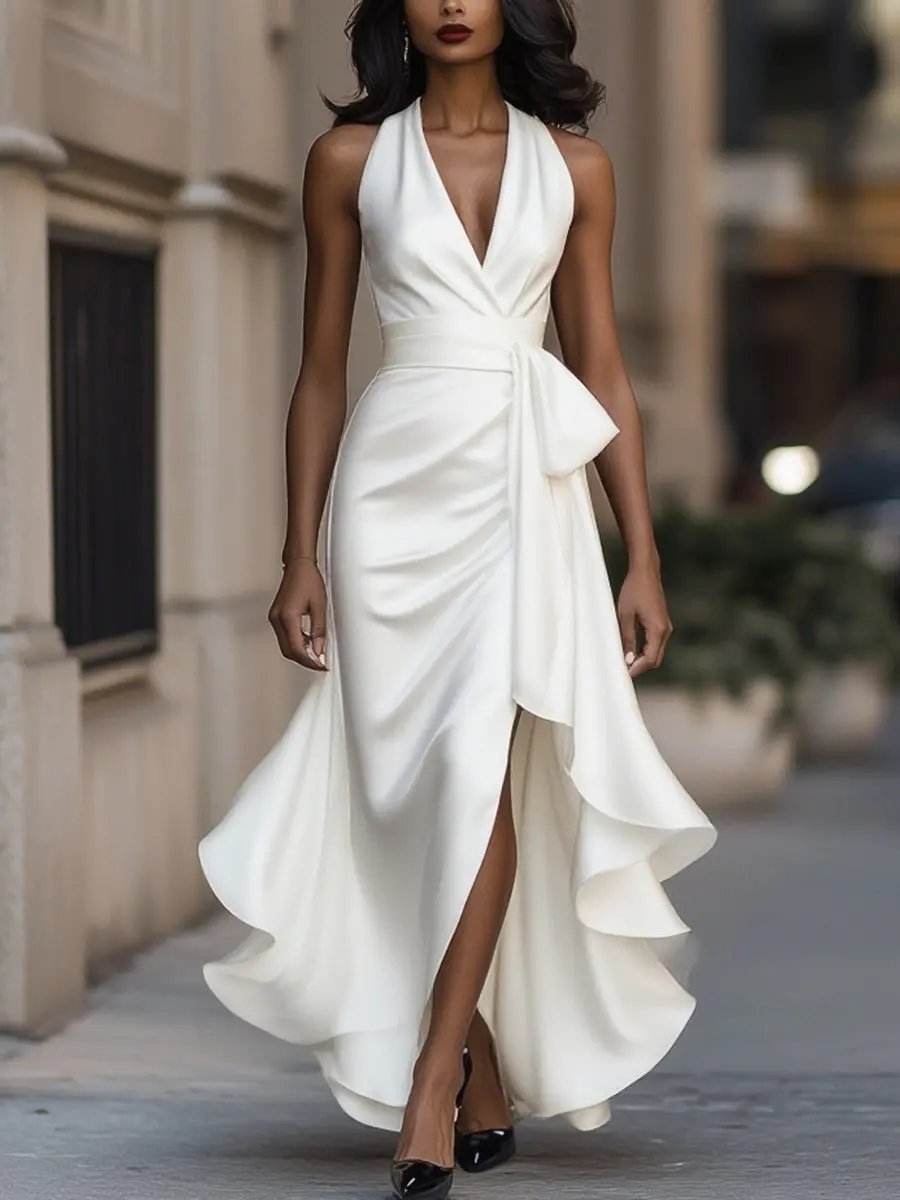 Dames Jurk Avond Halter Neck High-Low