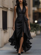 Dames Jurk Avond Halter Neck High-Low