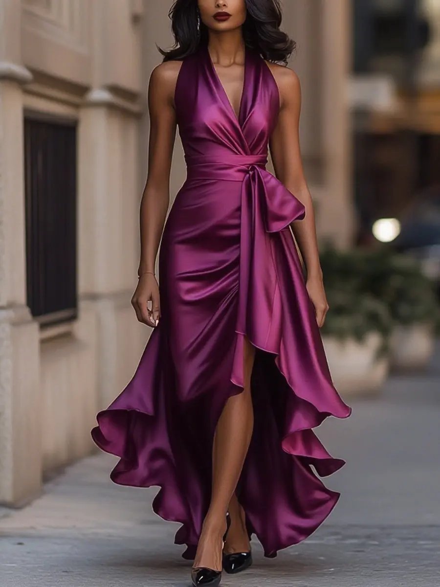 Dames Jurk Avond Halter Neck High-Low