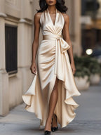 Dames Jurk Avond Halter Neck High-Low