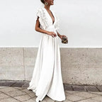 Dames Jurk Maxi Fluidale Ruchevolle Mouwen