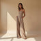 Strapless jumpsuit beige with corset look side view
