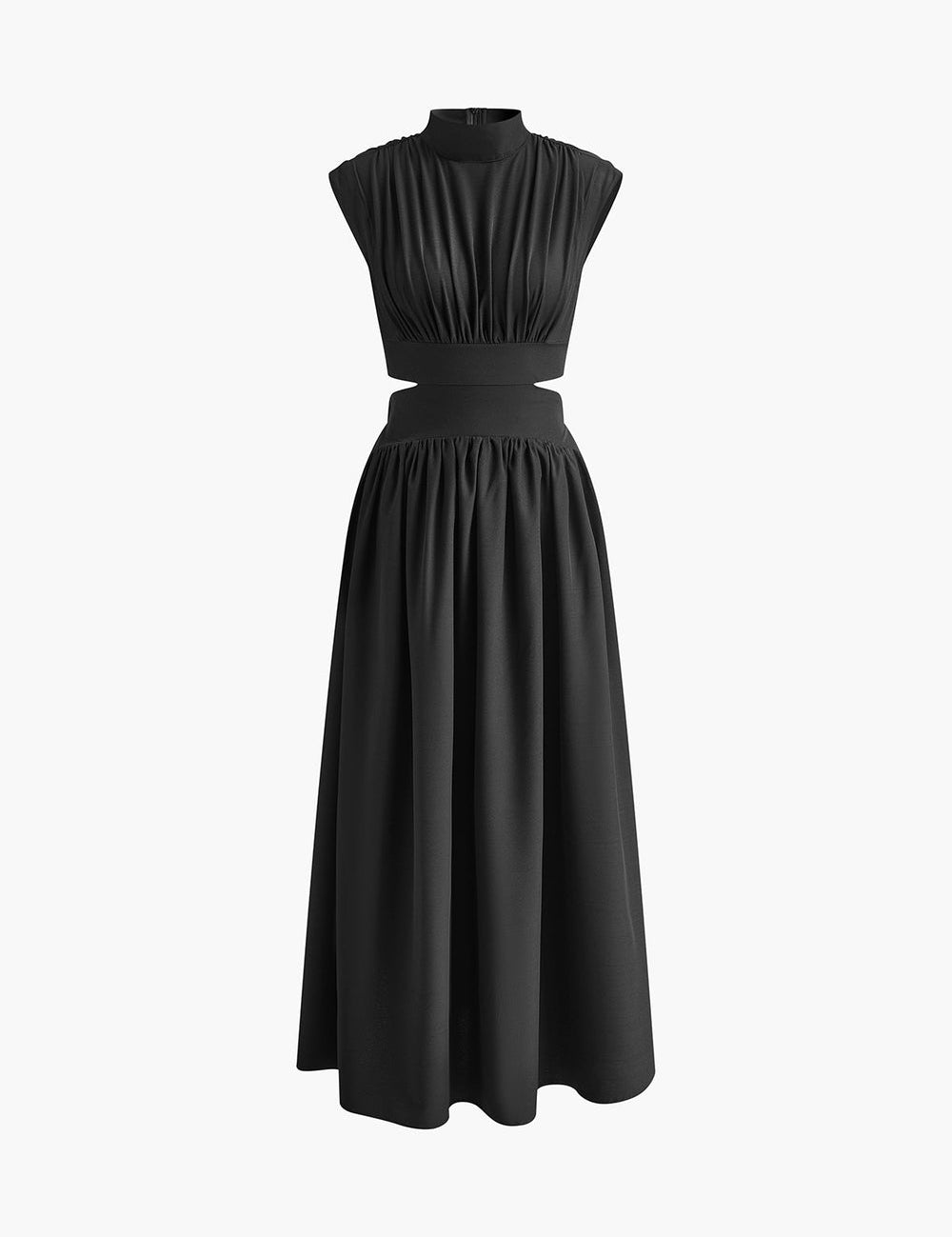 Maxi jurk zwart met open zijkanten front view