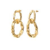 Gold-plated double-link hoop earrings front view