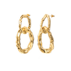 Gold-plated double-link hoop earrings front view