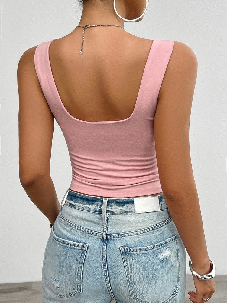 Tanktop roze met twistdetail rugzijde