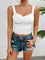 Slim fit tanktop wit met twistdetail vooraanzicht